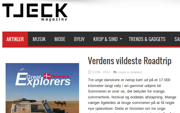 Første artikel i Tjeck Magazine